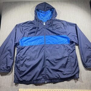 Starter Jacket Mens 3XL Blue Hooded Full Zip Windbreaker Colorblock Mesh Lined